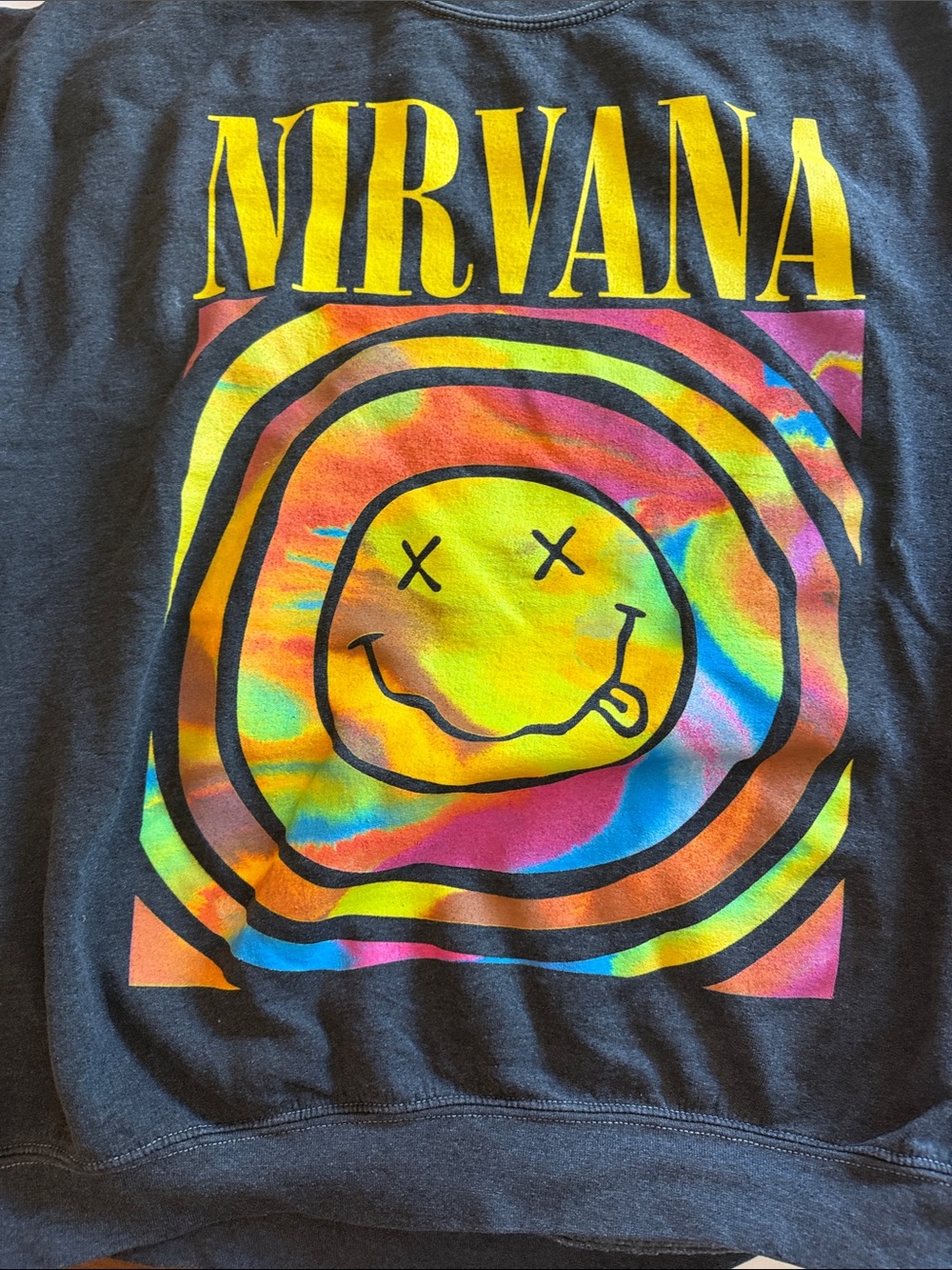 NIRVANA Black Kids Sweatshirt with Neon Tie-Dye Smiley